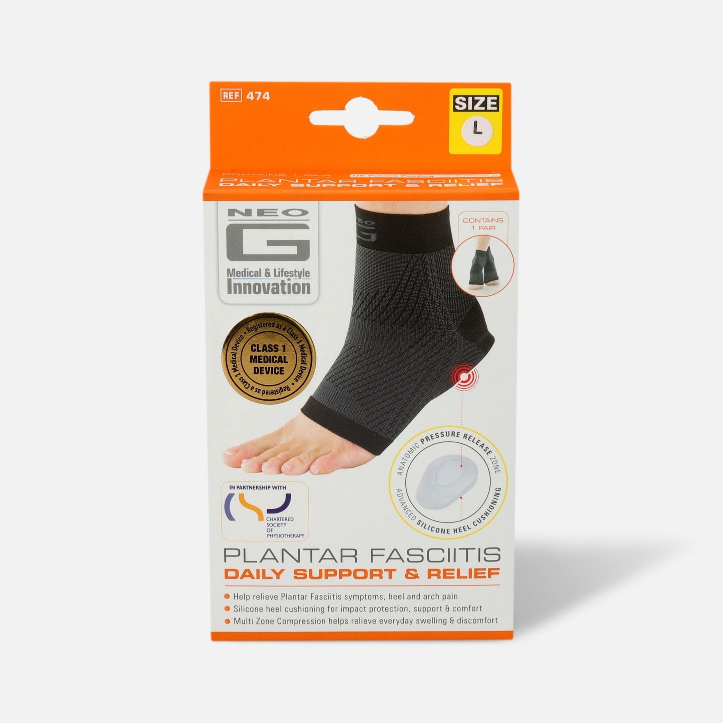 Large Neo G Plantar Fasciitis Support and Splint from Pasteur Pharmacy, designed to alleviate foot pain and provide stability.