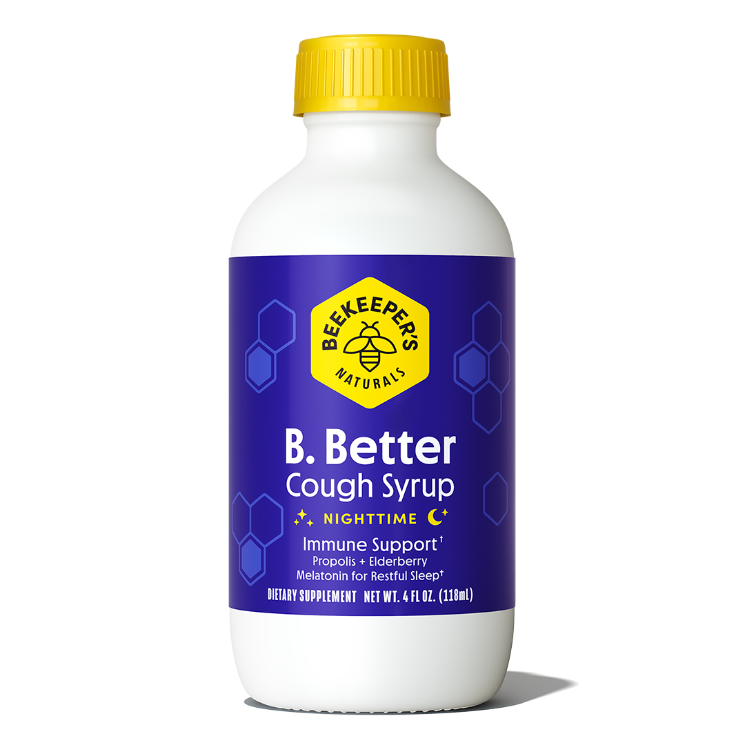 Beekeeper's Naturals B. Better Nighttime Cough Syrup with immune support, 4 fl oz bottle, natural herbal remedy from Pasteur Pharmacy