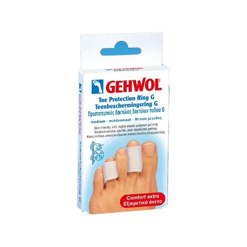 Gehwol Toe Protection Ring G, 2-pack, soft silicone toe protectors for comfort and blister prevention.