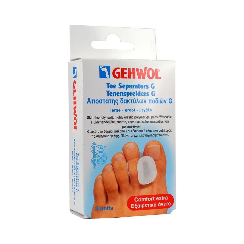 Large Gehwol Toe Separators by Pasteur Pharmacy, set of three, designed to comfortably separate toes and improve foot alignment.