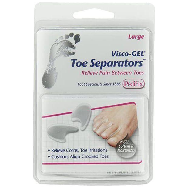Large PediFix Visco-Gel Toe Separators by Pasteur Pharmacy, 2-pack, designed to help separate toes and reduce discomfort.