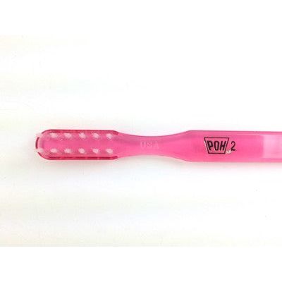 Poh 2 Adult 2-Row Orthodontic Toothbrush by Pasteur Pharmacy showing soft bristle design for braces, made in the USA.