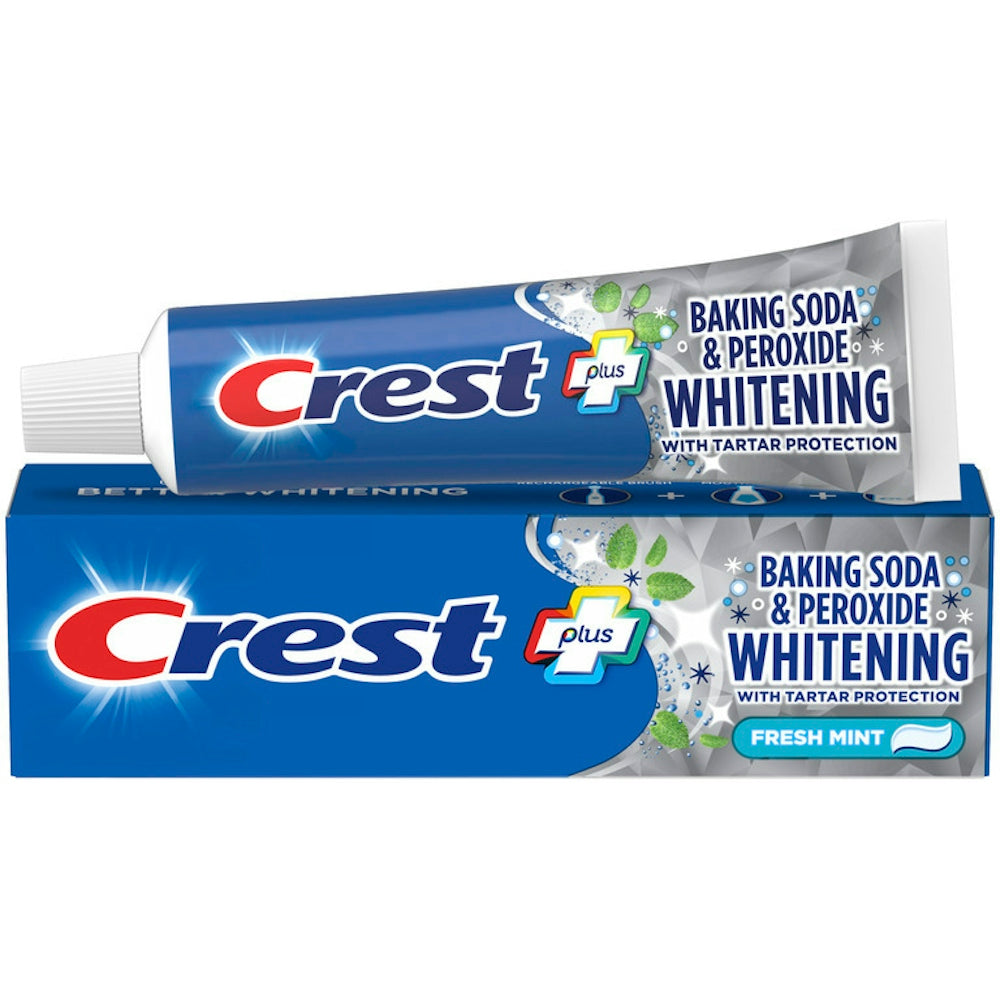 Crest Baking Soda and Peroxide Whitening Fluoride Toothpaste with Tartar Protection, Fresh Mint flavor, 5.7 oz tube