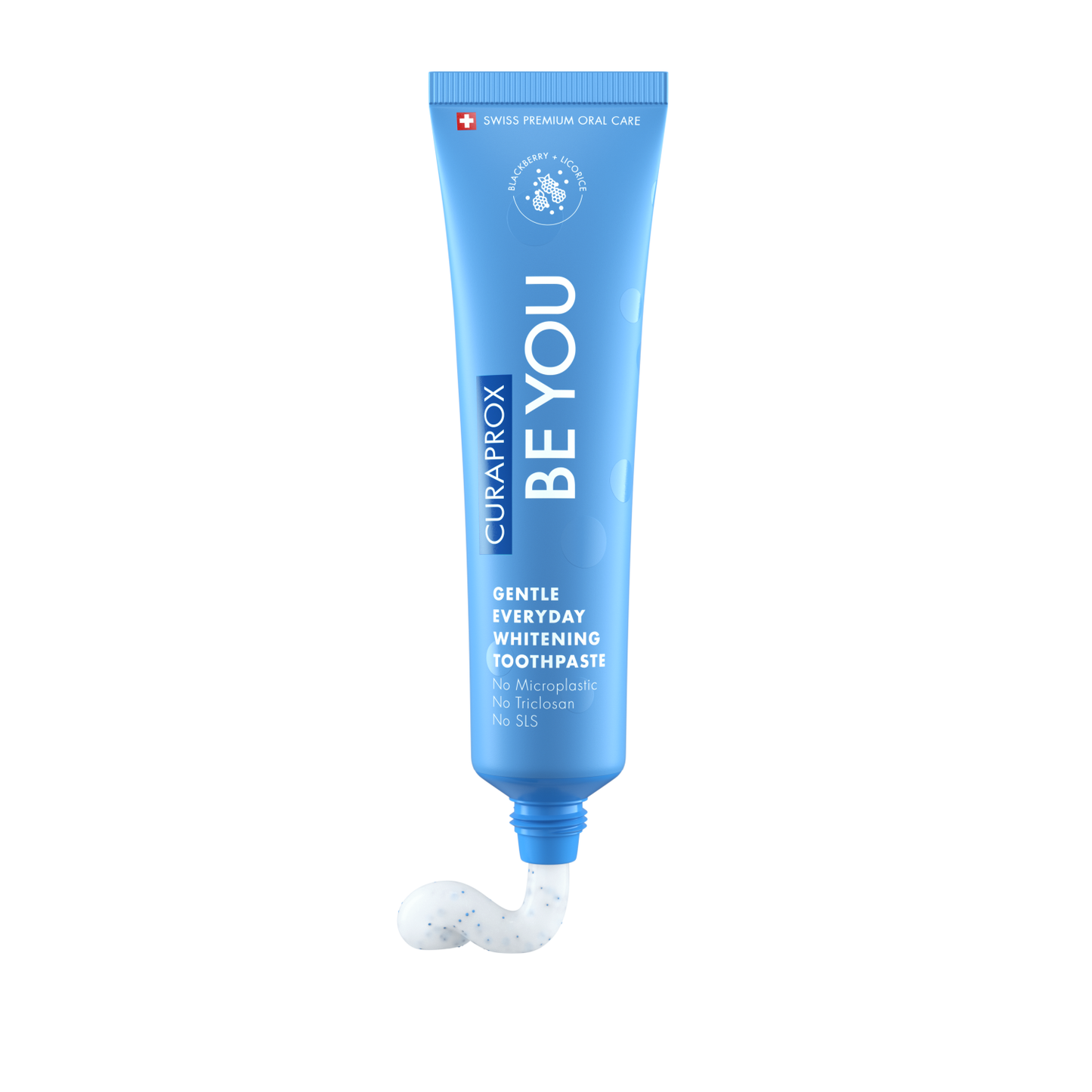 Curaprox Be You Blackberry and Licorice whitening toothpaste in 60ml tube, gentle daily oral care by Pasteur Pharmacy.