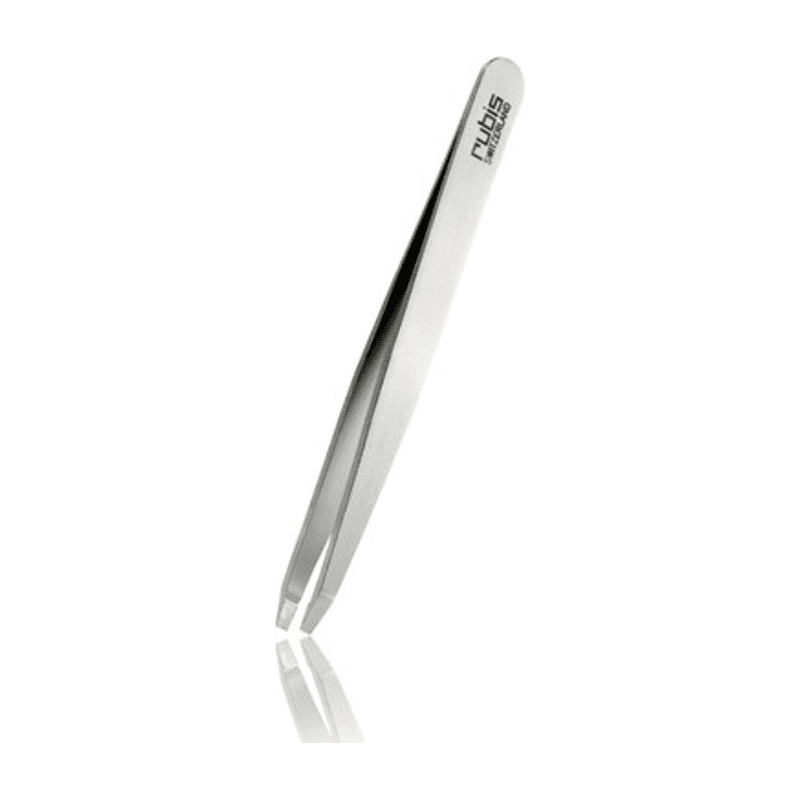 Rubis Classic Tweezers Universal with straight tips, silver metal tweezers for precise grooming and beauty tasks.