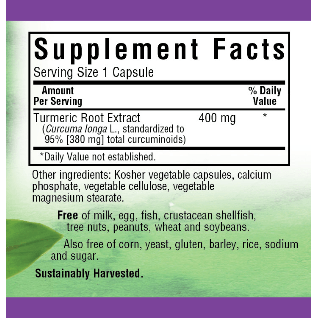 Bluebonnet Turmeric Root Extract capsules in a bottle, dietary supplement by Pasteur Pharmacy for joint health and anti-inflammatory support.