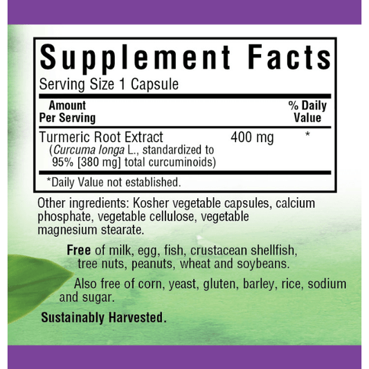 Bluebonnet Turmeric Root Extract capsules in a bottle, dietary supplement by Pasteur Pharmacy for joint health and anti-inflammatory support.