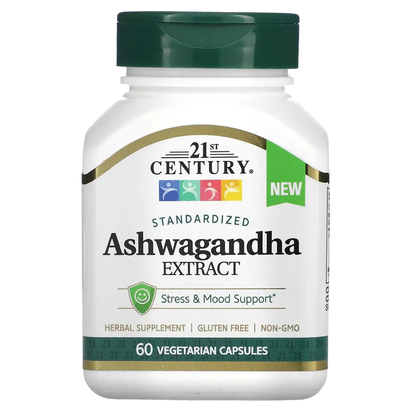 21st Century Ashwagandha 500mg caplets in a bottle, dietary supplement for stress relief, by Pasteur Pharmacy.