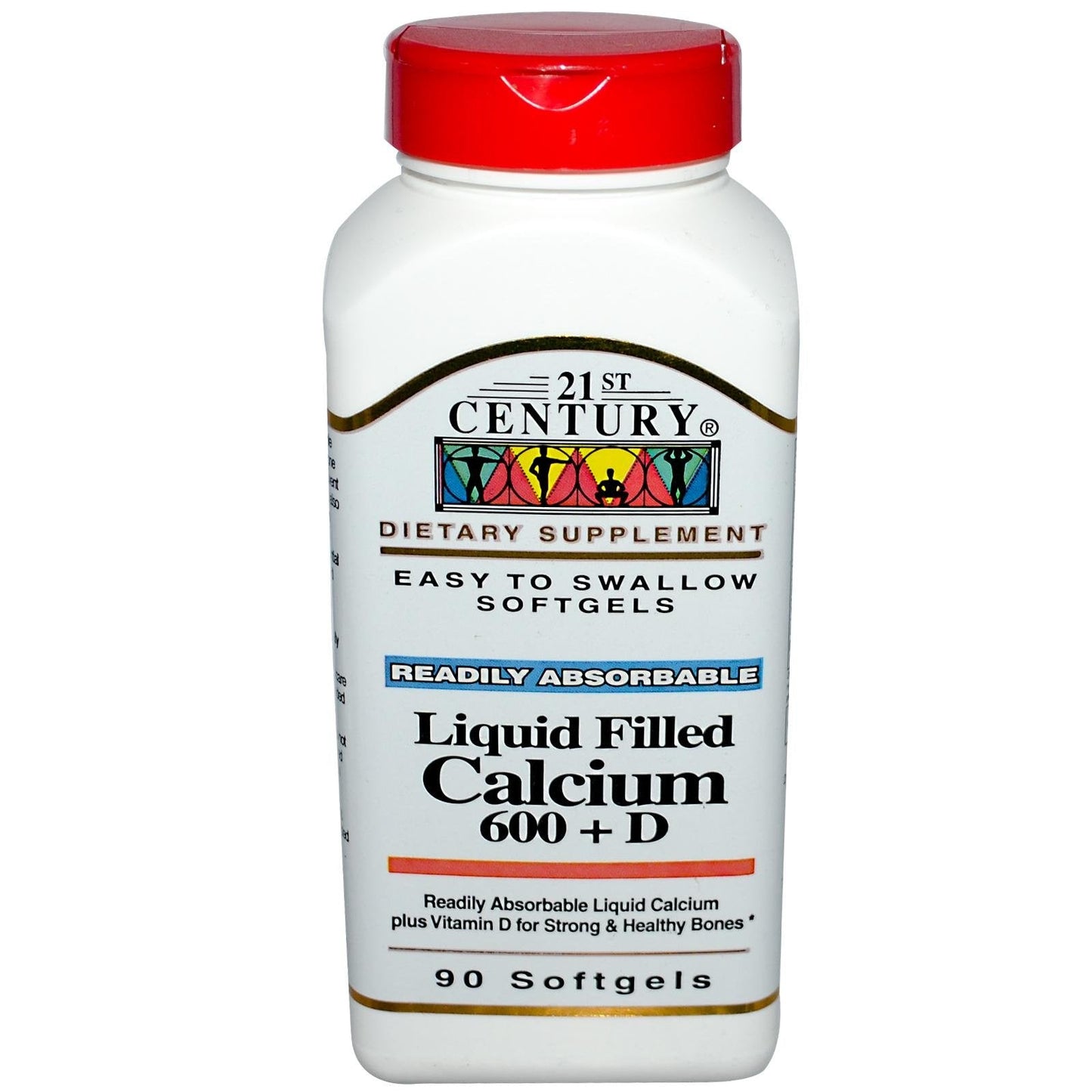 21st Century Calcium Plus D3 softgels from Pasteur Pharmacy, 600mg calcium with vitamin D3 in a bottle of 90 softgel capsules.