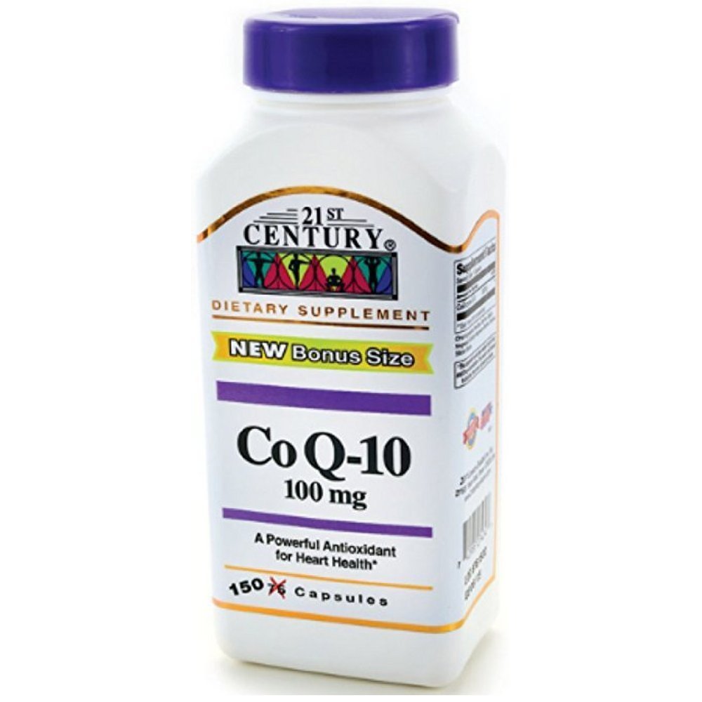 Bottle of 21st Century Co Q10 100 Mg vitamins and supplements in 150 capsules from Pasteur Pharmacy.
