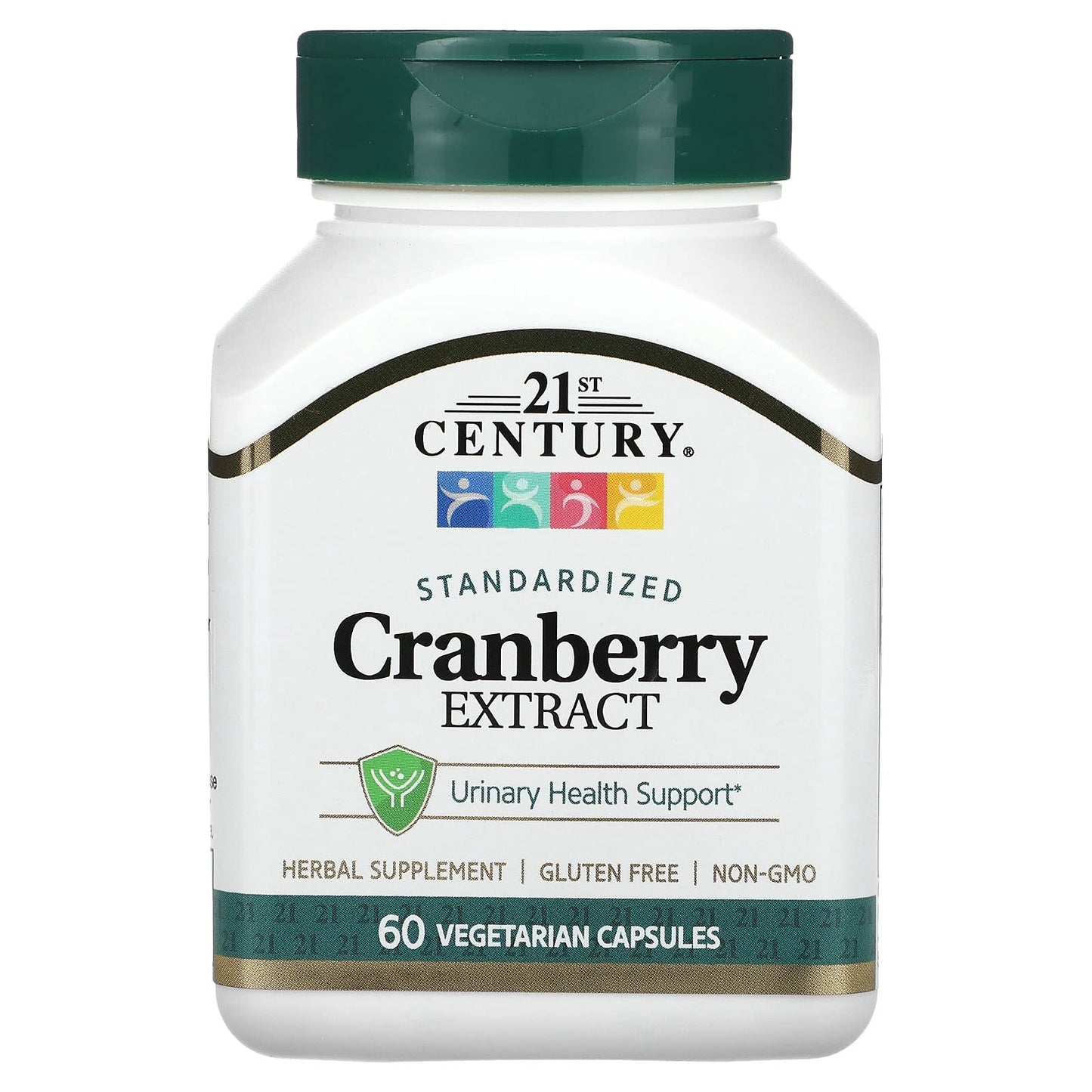 Bottle of 21st Century Cranberry Extract vegetarian capsules, 60 count, in clear bottle with label showing cranberry imagery.