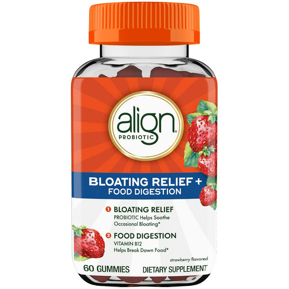 Align Probiotic vitamins & supplements, 60 gummies for bloating relief and food digestion, natural digestive support by Pasteur Pharmacy.