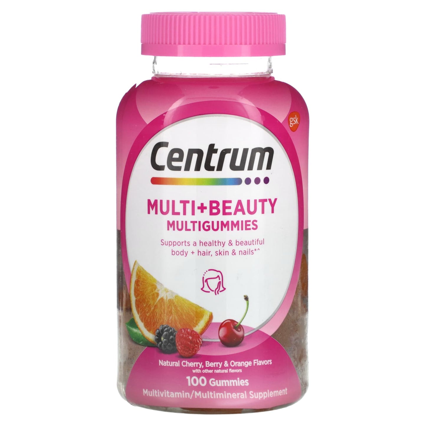 Centrum Multigummies vitamins and supplements by Pasteur Pharmacy with natural cherry, berry, and orange flavors in gummy form.