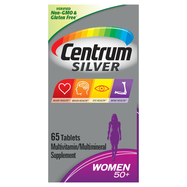 Silver Centrum Multivitamin Tablets for Women 50+ from Pasteur Pharmacy, dietary supplement for health and wellness