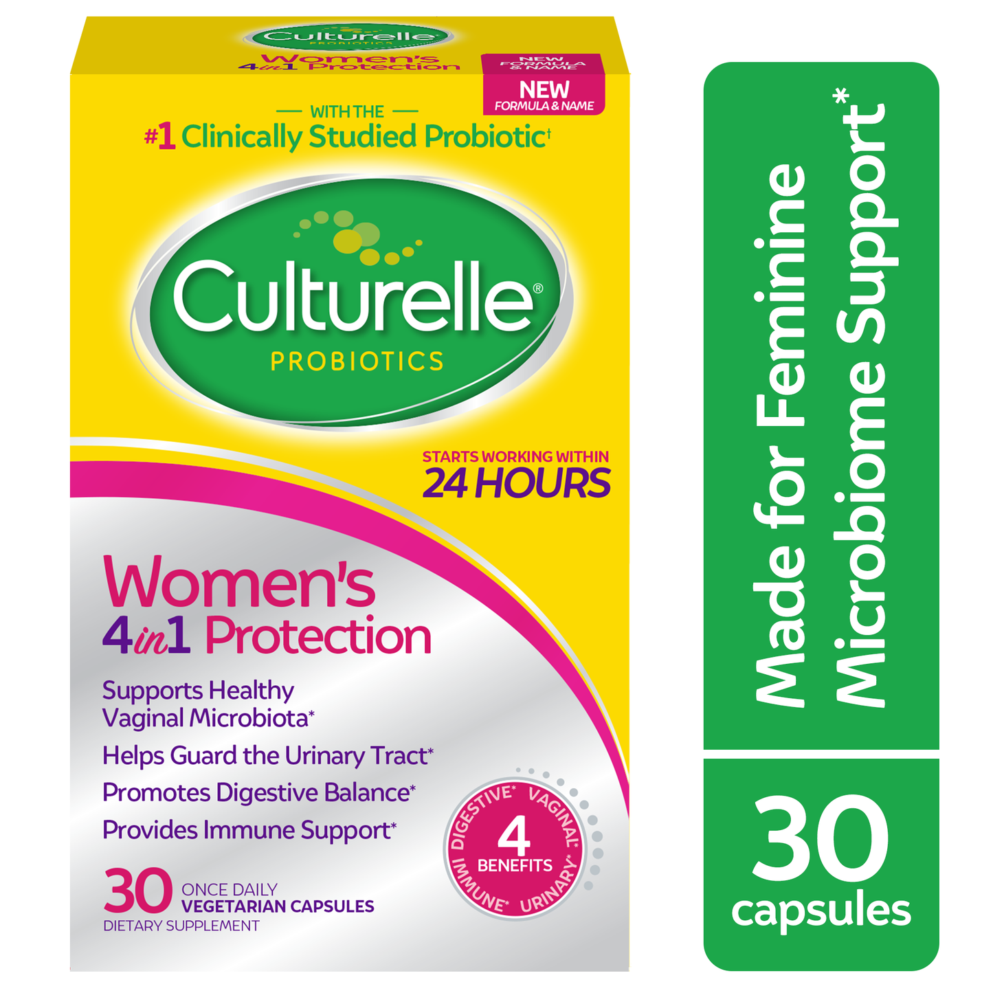 Culturelle Women's Probiotics supplement with 30 vegetarian capsules for digestive health and daily wellness.