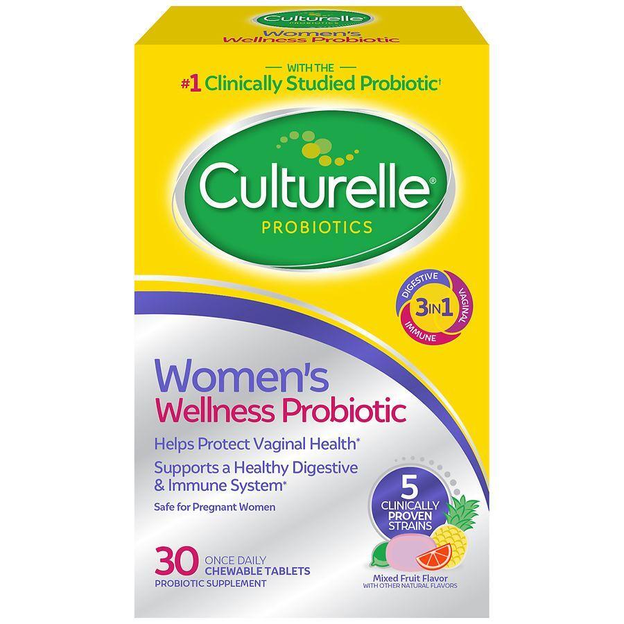 Culturelle Women's Wellness probiotic chewables in a bottle, dietary supplement for digestive health and daily wellness.