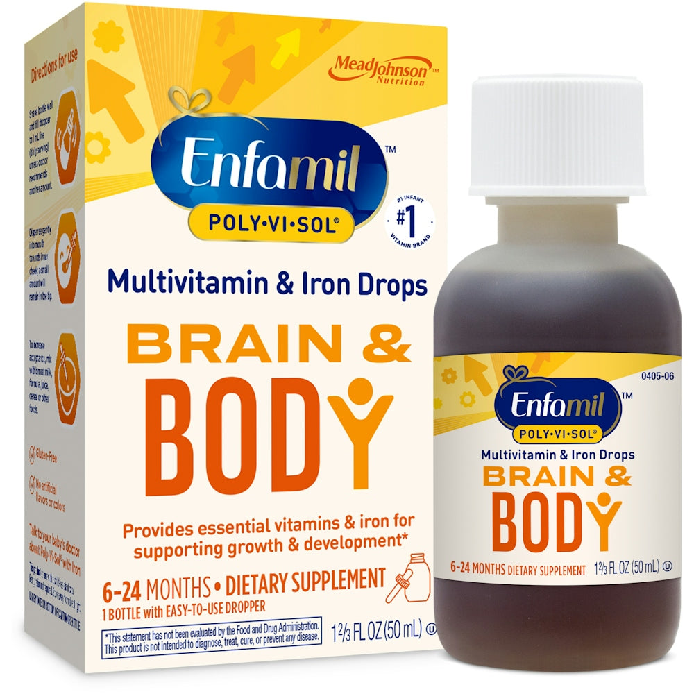 Enfamil Poly-Vi-Sol multivitamin supplement drops with iron for infants and toddlers in a 50 mL bottle by Pasteur Pharmacy