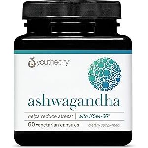 Bottle of LEADER Ashwagandha Tablets, 60 count, natural herbal supplement from Pasteur Pharmacy in clear packaging.