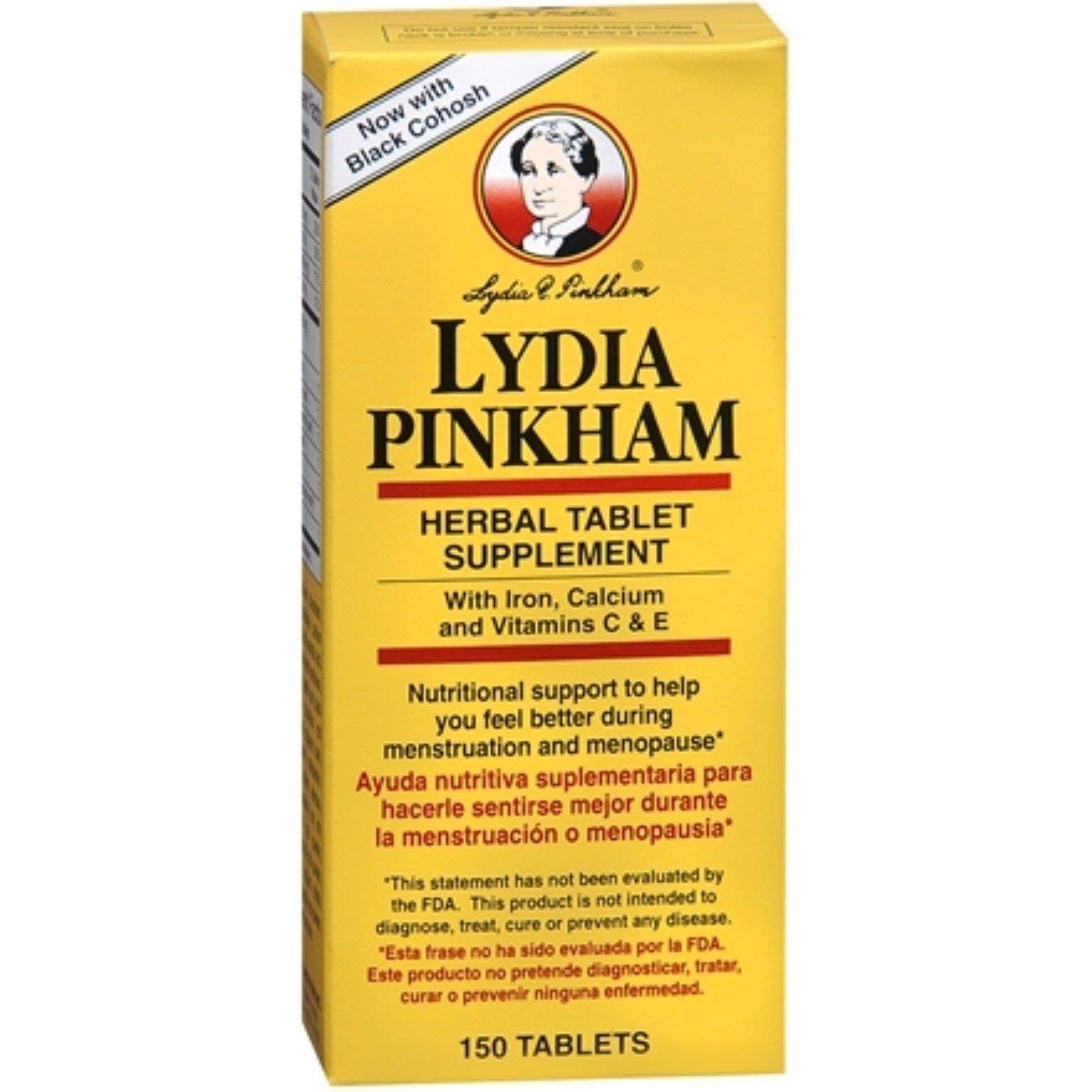 Lydia Pinkham herbal supplement support tablets, 75mg, 15-count, natural vitamins and supplements by Pasteur Pharmacy