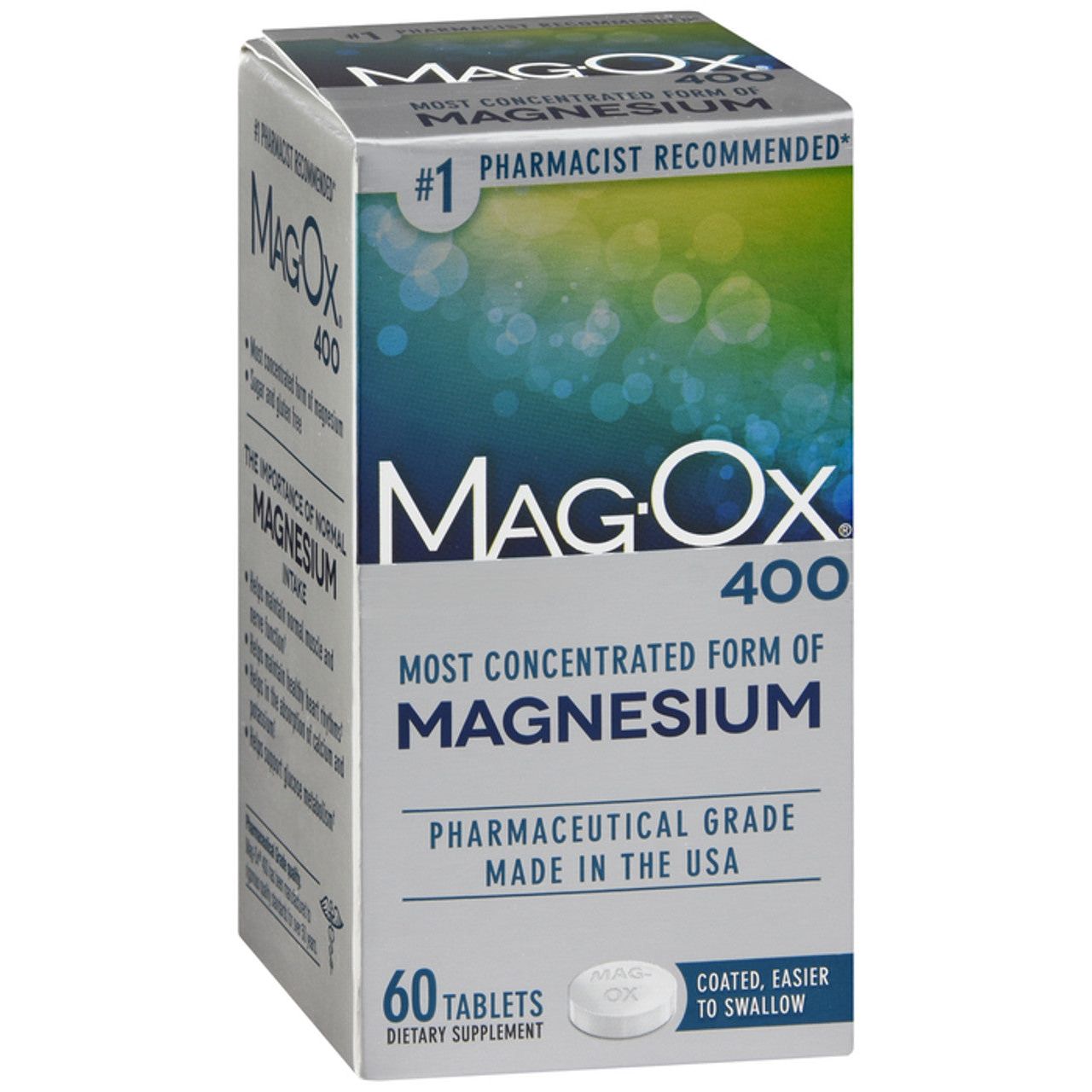 High-potency Mag-Ox 400 magnesium supplement by Pasteur Pharmacy, 60 tablets of 400mg magnesium for daily health support.