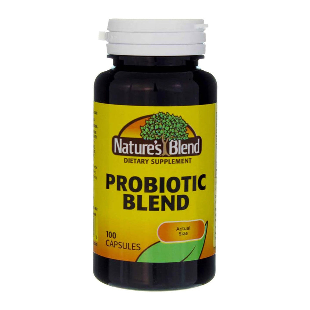 Nature's Blend Probiotic Capsules by Pasteur Pharmacy, dietary supplement bottles with capsules for digestive health.