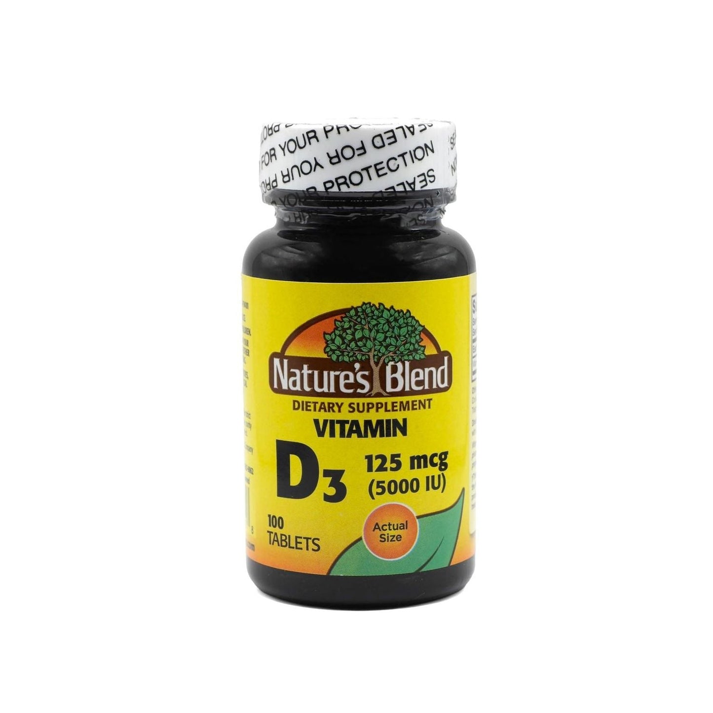 Nature's Blend Vitamin D3 5000 IU supplement in a bottle of 100 tablets, ideal for supporting vitamin D health.