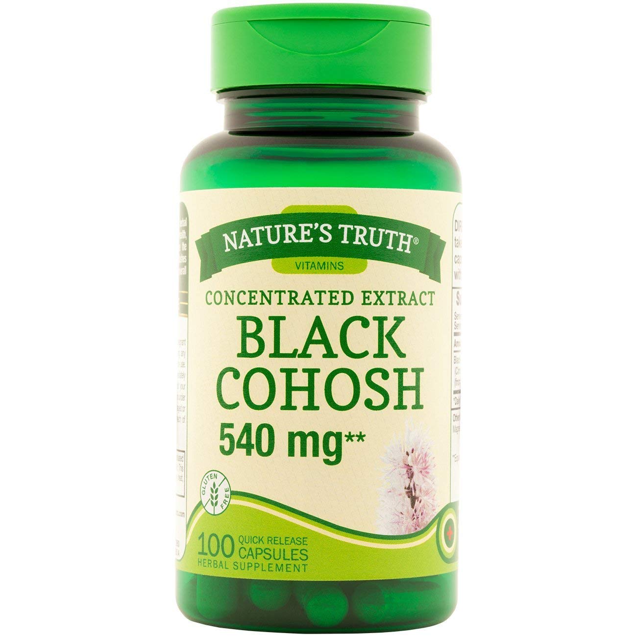 Black cohosh capsules from Nature's Truth, 700 mg, 100 quick-release dietary supplement capsules.