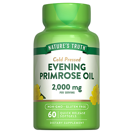 Bottle of NT Evening Primrose Gc 2,000mg cold softgels from Pasteur Pharmacy, dietary supplement for skin and hormonal health.