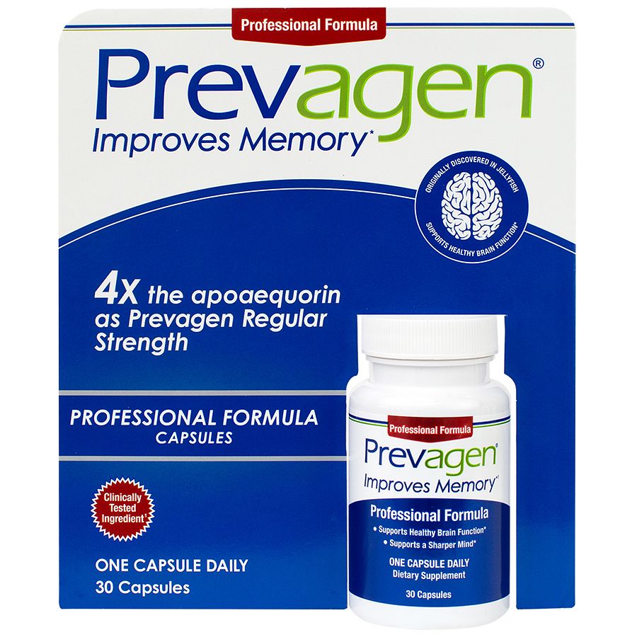 Prevagen Professional Formula capsules, dietary supplement for memory support, in a 30-count bottle by Pasteur Pharmacy.