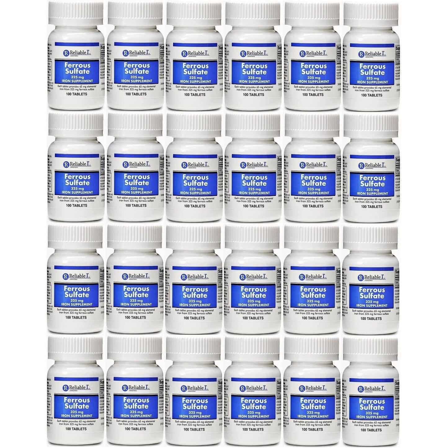 Reliable-1 Laboratories Ferrous Sulfate 325 mg iron supplement in 100 tablets, Vitamin & Supplement by Pasteur Pharmacy.