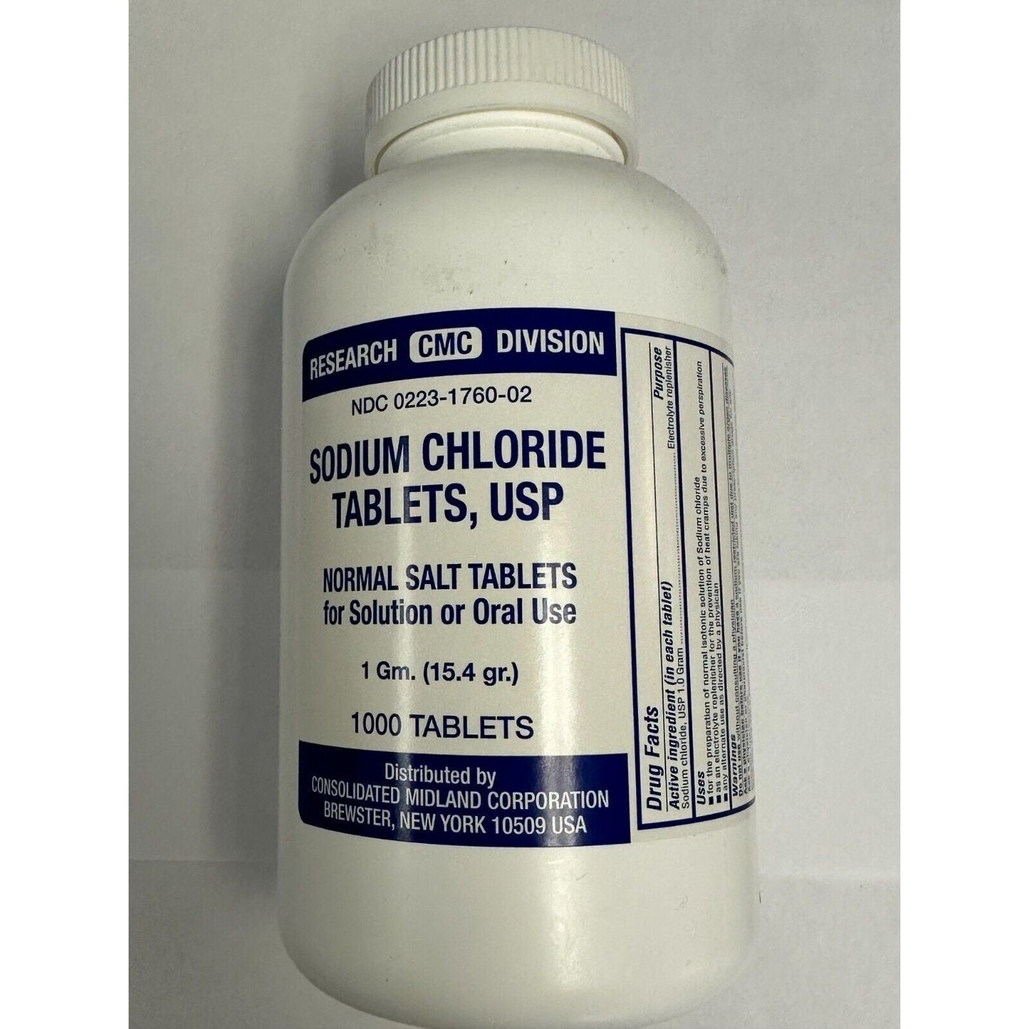 Sodium Chloride USP 1 Gram tablets from Pasteur Pharmacy, vitamin and supplement product, showing a bottle of 1,000 tablets.