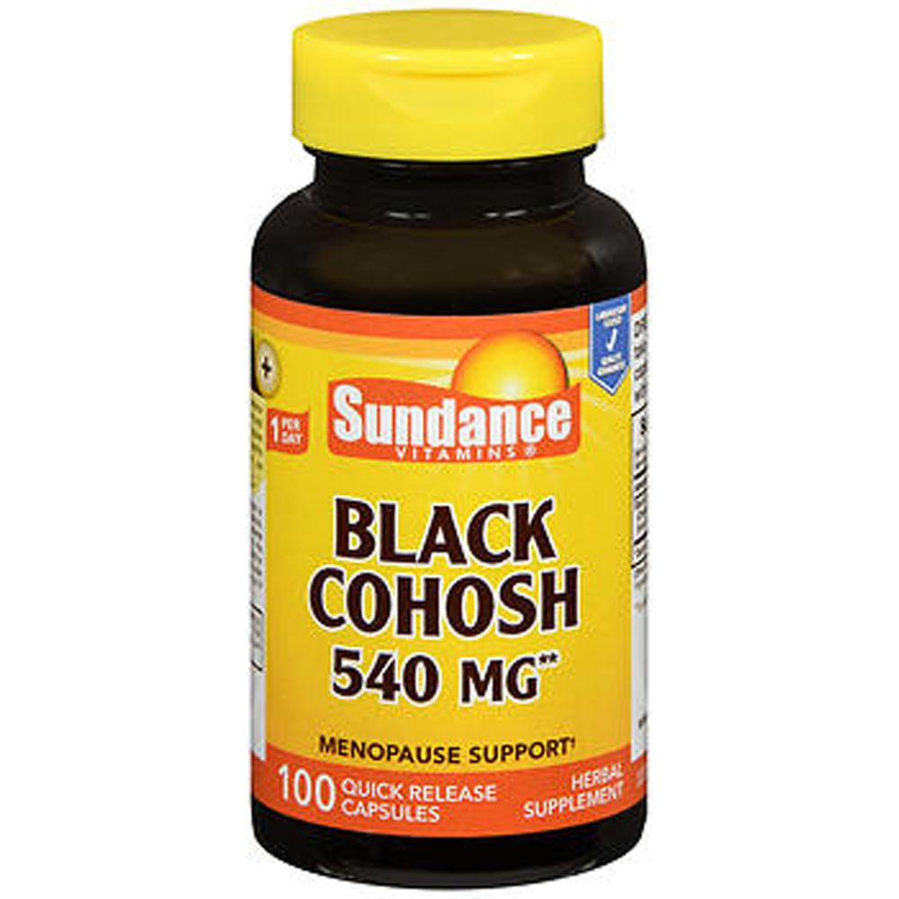 Sundance Black Cohosh 540 mg vitamins and supplements in 100 quick release capsules, natural herbal supplement for women's health