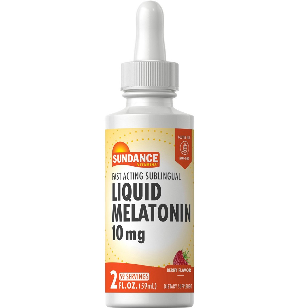 Sundance® Liquid Melatonin 10 mg in natural berry flavor, 2 fl oz bottle, dietary supplement for sleep support