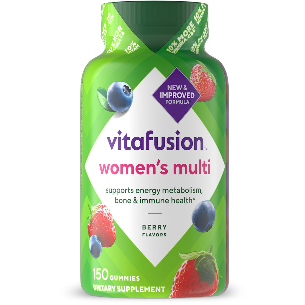 Vitafusion Women's Multivitamin Gummies in berry flavor, dietary supplement for daily health, energy, and metabolism support, 150 count