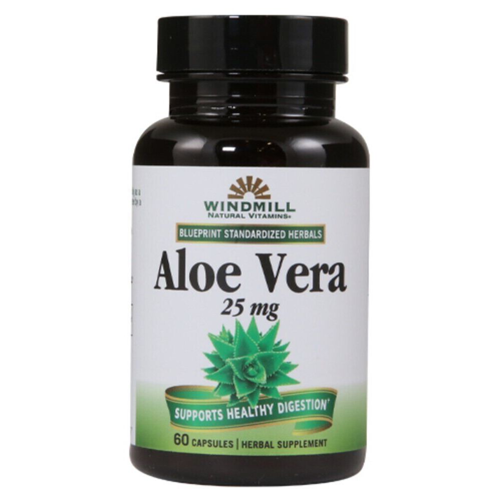 Windmill® Natural Vitamins Aloe Vera 25 mg herbal supplement bottle, dietary vitamins and supplements by Pasteur Pharmacy.