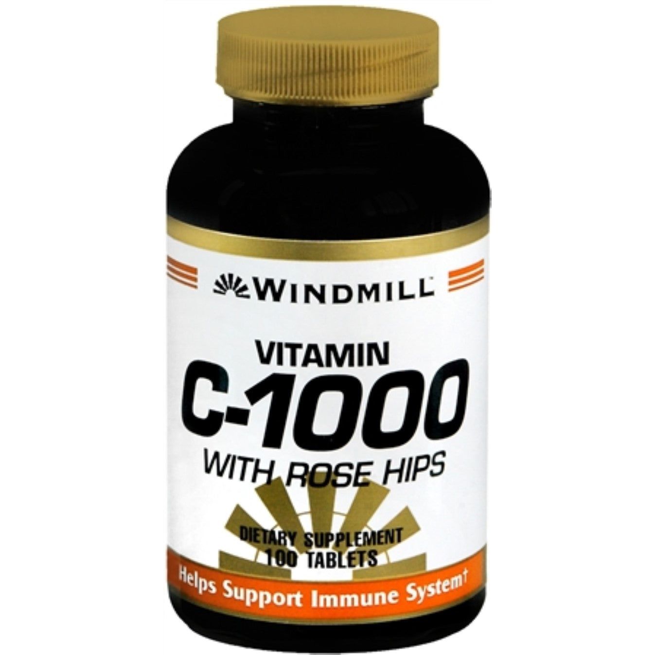 Windmill Vitamin C-1000 with Rose Hips supplement, 100 tablets, from Pasteur Pharmacy, for immune support and antioxidant health.