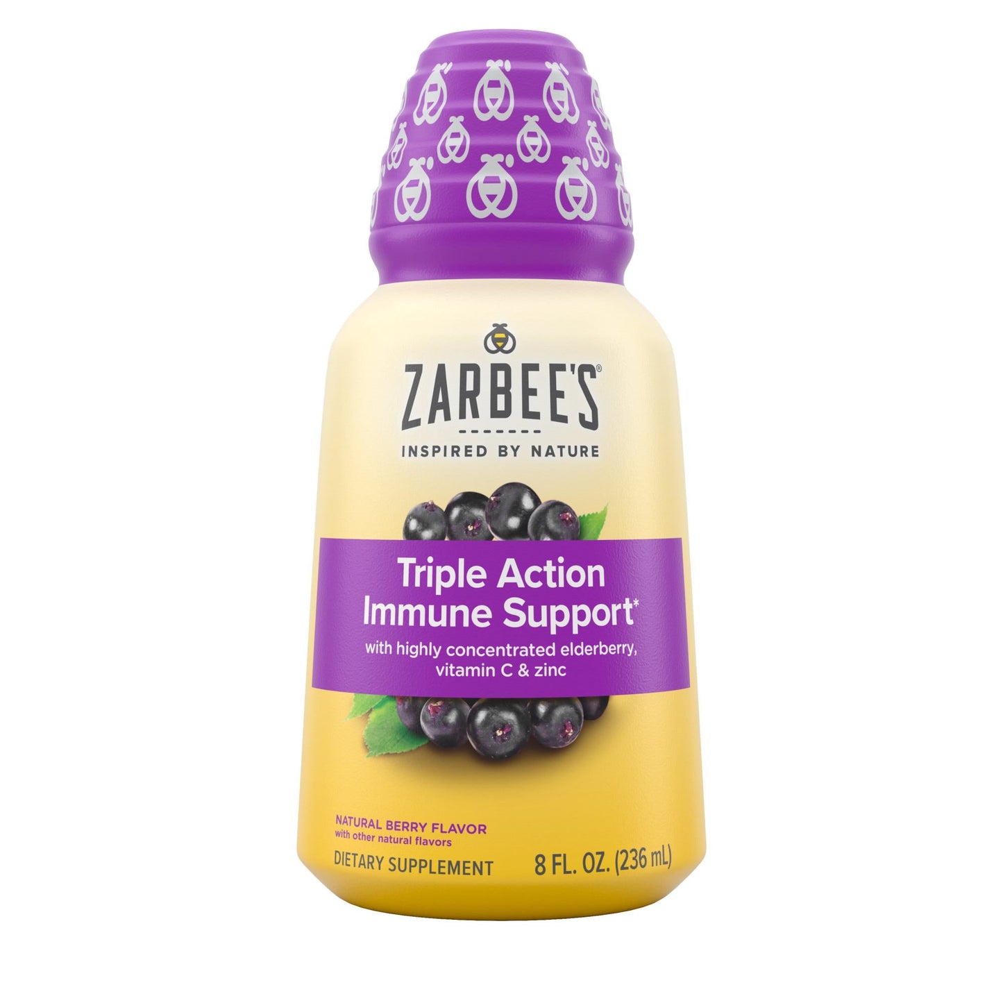 Zarbee's Naturals Black Elderberry Immune Support Syrup in 8 fl oz bottle, dietary supplement for immune health