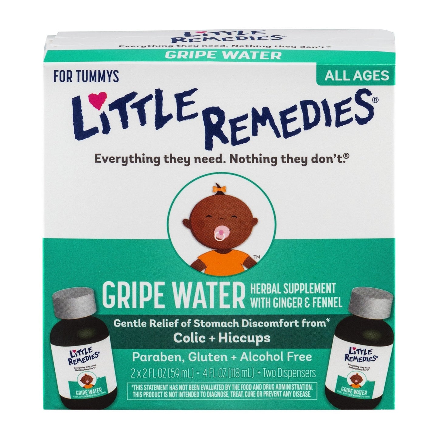 Little Remedies Tummys Gripe Water for infants in a 4 oz bottle, natural remedy for colic and stomach discomfort.