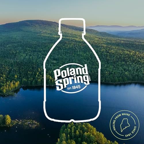 Poland Spring Maine Spring Water bottles, 12-pack, 8 oz each, crisp still water with natural minerals and electrolytes.