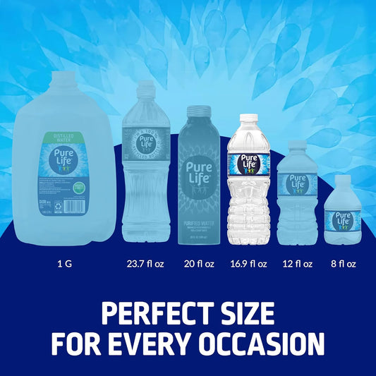 Pure Life purified water bottles, 16.9 fl oz, 24-pack, still bottled water with minerals, in clear plastic bottles