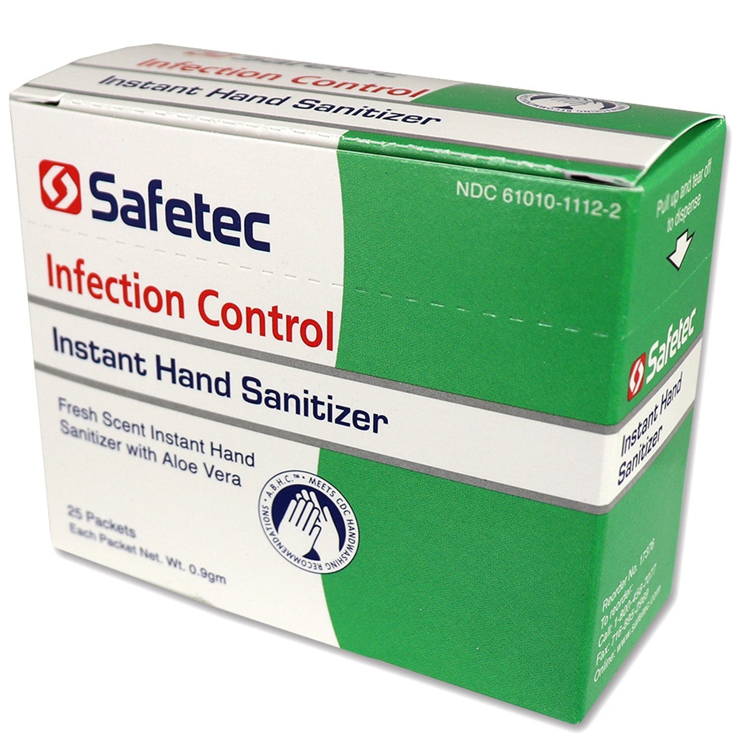 Fresh hand sanitizer in 0.9g pouches from QuakeKits.com, 25 per box, for hygiene and germ protection.