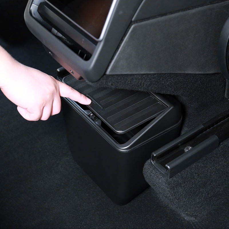 Rear seat storage box trash can for Tesla Model Y in Juniper color, designed by Tesery Official Store for organized interior.