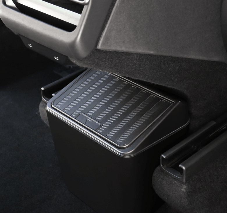 Rear seat storage box trash can for Tesla Model Y in Juniper, designed for organized car interior storage from Tesery.