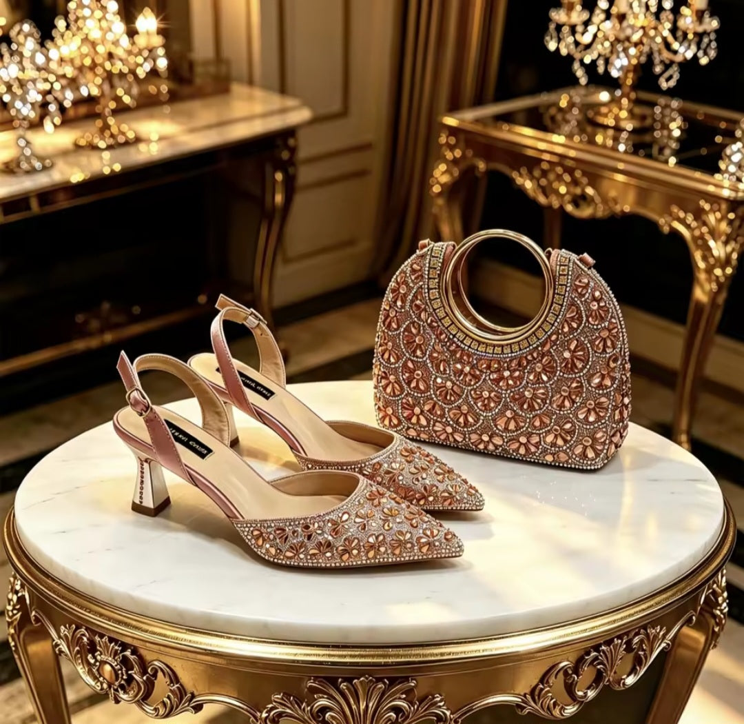 Elegant Italian ladies shoes and matching bag set by EdleessFashion, showcasing luxurious footwear and stylish accessories.