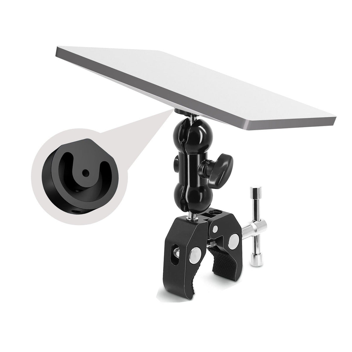 Heavy-duty Starlink Mini RV clamp mount by Tesery, portable and durable for secure outdoor satellite dish installation.
