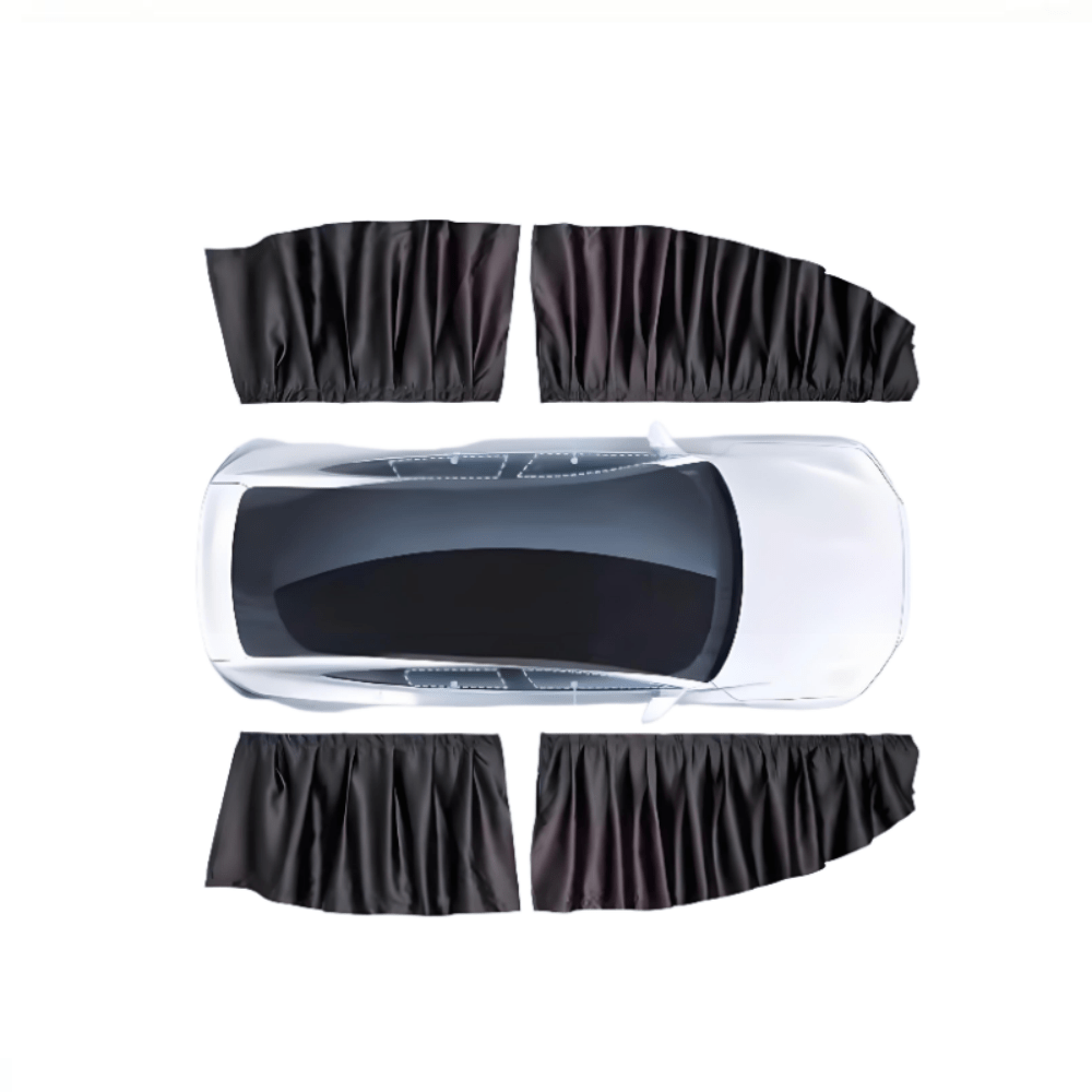 Set of four Tesery Tesla Model 3/Y side window sunshades, UV protection and privacy for rear and front windows.