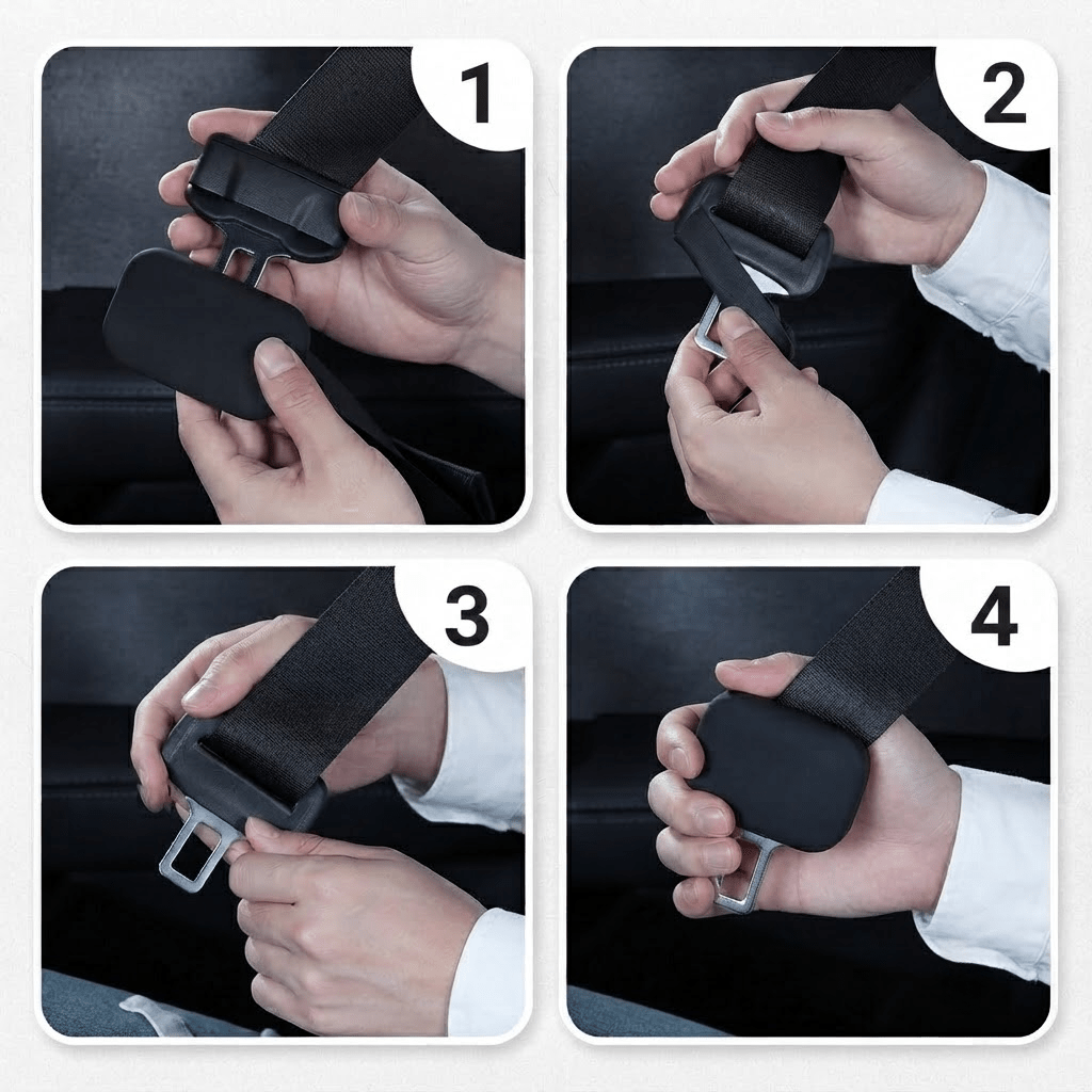 Silicone seat belt buckle cover set for Tesla Model Y Juniper and Model 3 Highland, protects and covers buckles.