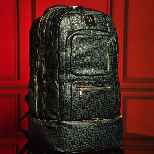 Sole Premise Monogram Leather Signature Bag Set includes a signature tote and matching duffle in elegant leather.