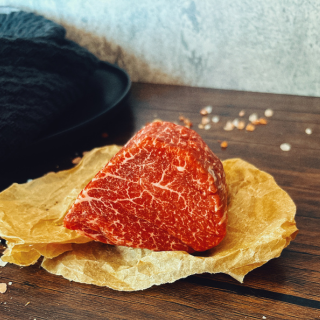 Square image of a filet steak from Five Oaks Farm Wagyu's FOF The Wagyu Welcome Box, showcasing high-quality Wagyu beef.