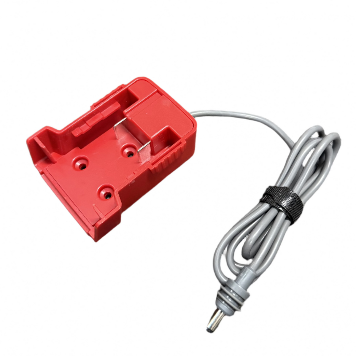 Milwaukee battery adapter for mini devices by Star Mount Systems, shown connected to a Milwaukee battery and mini tool.